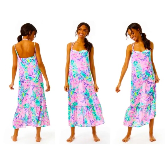 NWT LILLY PULITZER WINNI COVER-UP/ MERCATO TOTE/HAT SET IT WAS ALL A DREAM FIRM - Picture 9 of 10